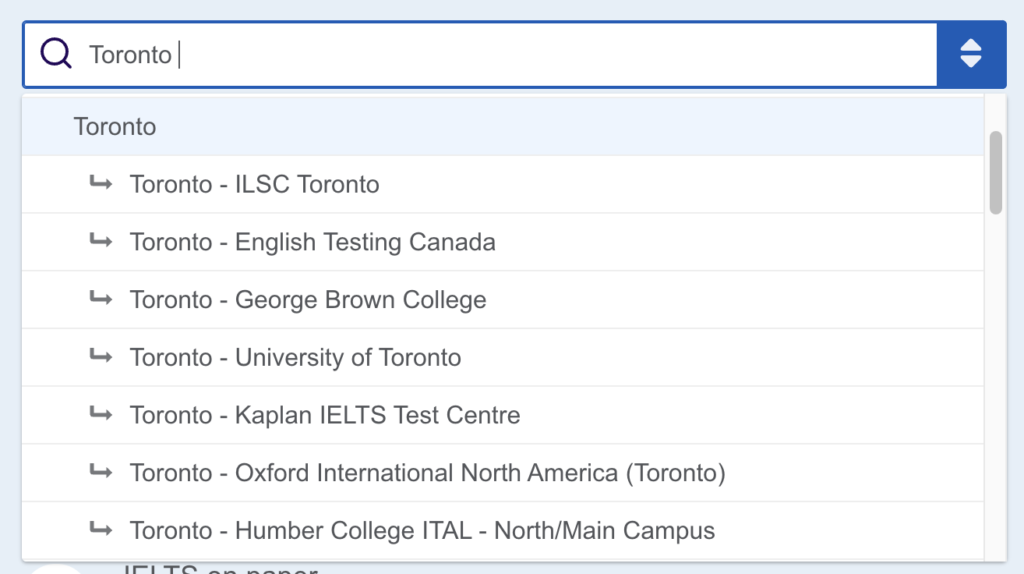 Booking an IELTS exam in Canada - Location