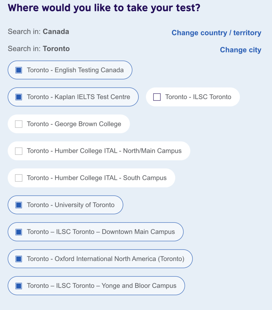 Booking an IELTS exam in Canada - Test Centres