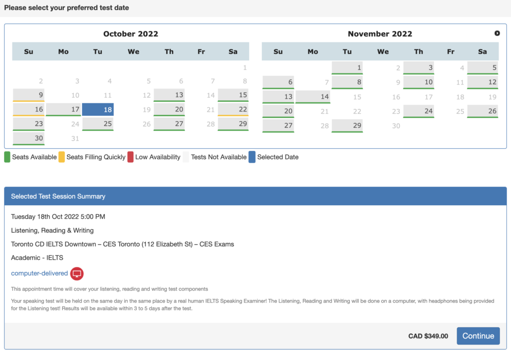 IDP booking an IELTS exam